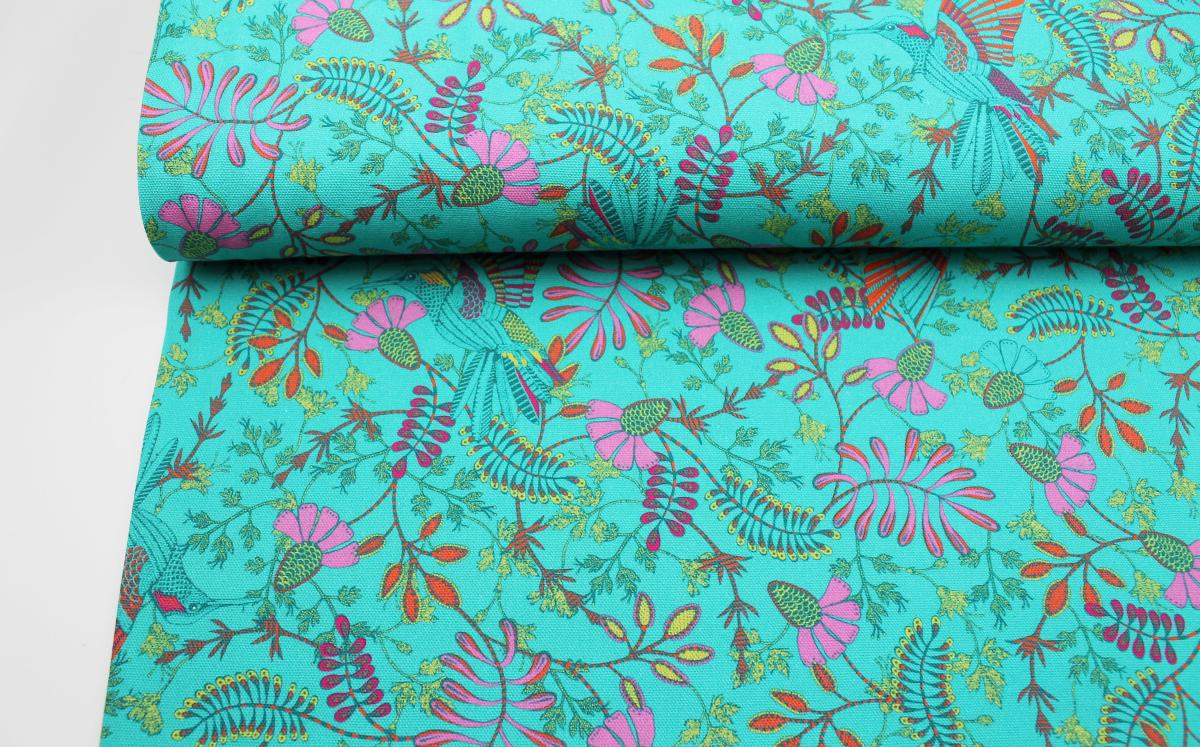 Canvas „Blumenranken" türkis